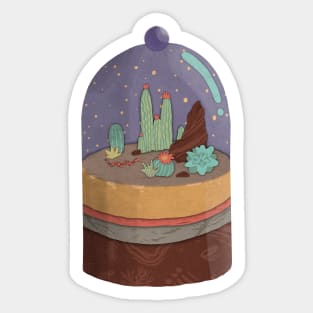 Desert Cactus Ecosystem Terrarium in a Jar Sticker